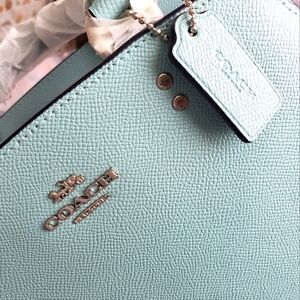 NEW Coach carryall.  Light-teal & SILVER